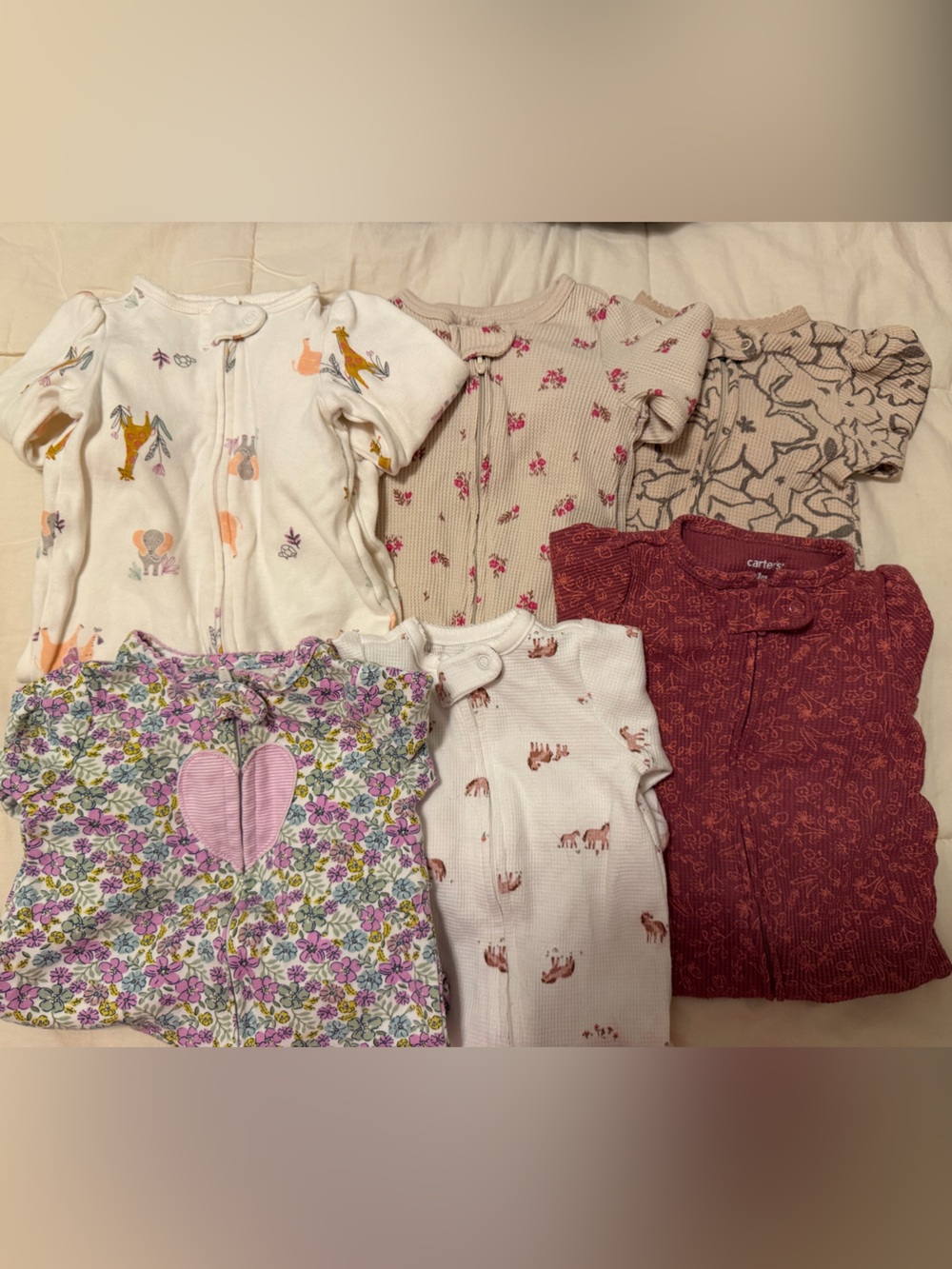 Lot of 6 Assorted Girls' Floral & Animal Print Sleepwear Set 3-6 Month